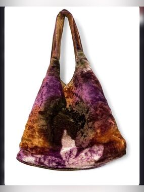 Velvet Multicolor Tie-Dye Shoulder Bag - Purple & Brown